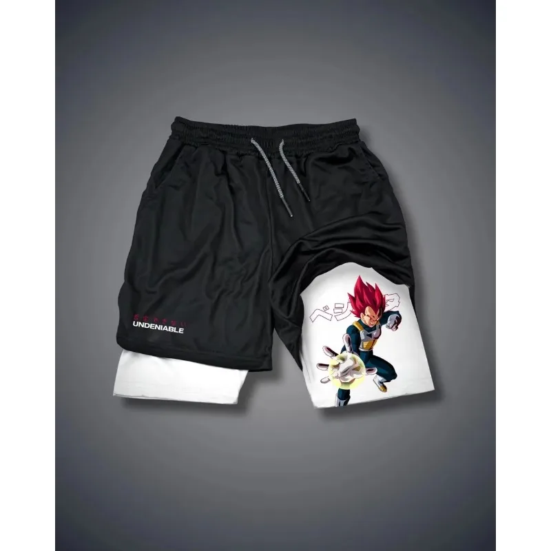 

Dragon Ball 2025 Fashion New Hot Japanese Animation Double-layer Shorts Men's Fashion Summer Beach Fitness Sports Casual Shorts