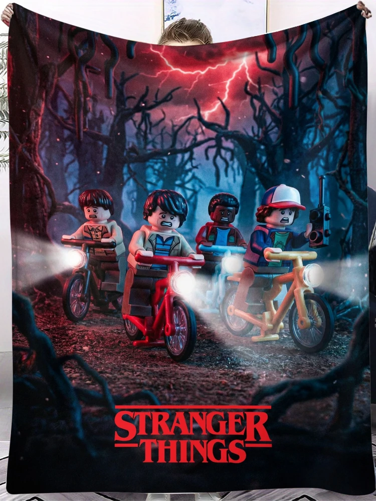 AliExpress Potdemiel Stranger Things Lego Main Cast Upside Down Forest Bike Chase Blanket Soft Throw Bedroom Decor Sofa Bed Warm Gift for Series Fans