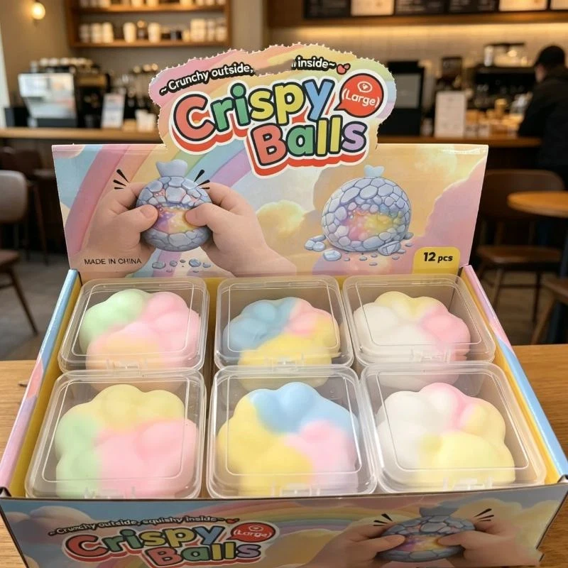 ~1Pcs Colorful Crispy Stress Balls Pinch Toy Stress Relief Squeeze Wax Coating Balls For Home Office Relax Squeeze Party Gifts