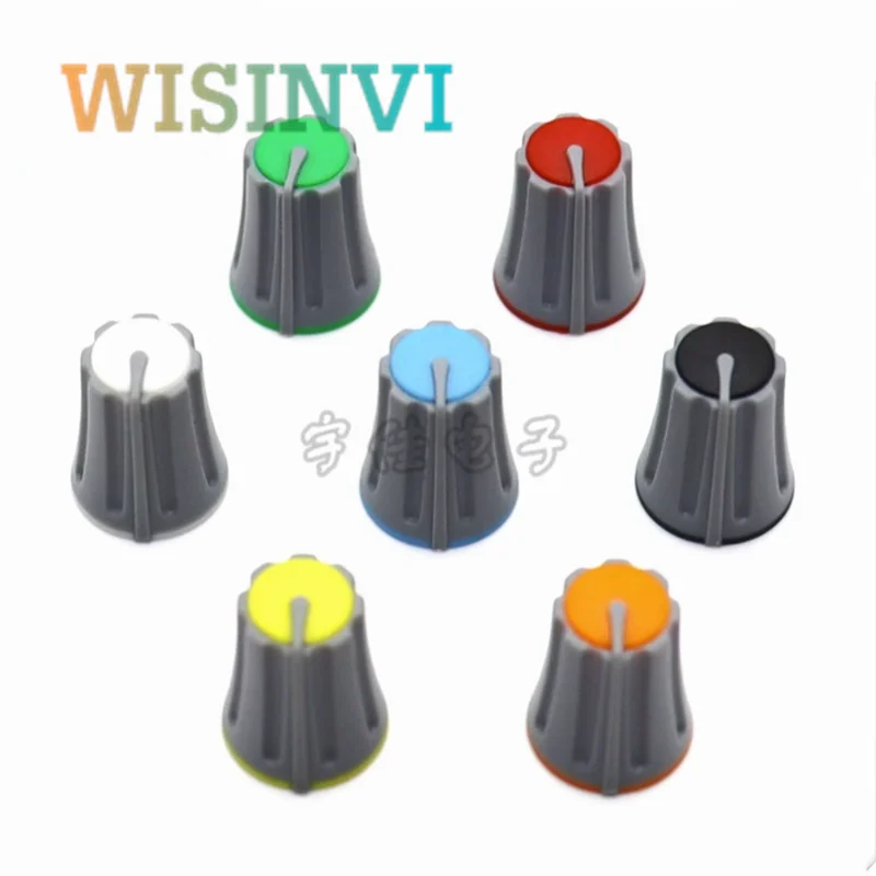 10PCS Mixer Adjustment Knob Diameter 12mm Height 15mm Plastic Knob Cap 180 Degree D-Shaped Inner Hole 6mm