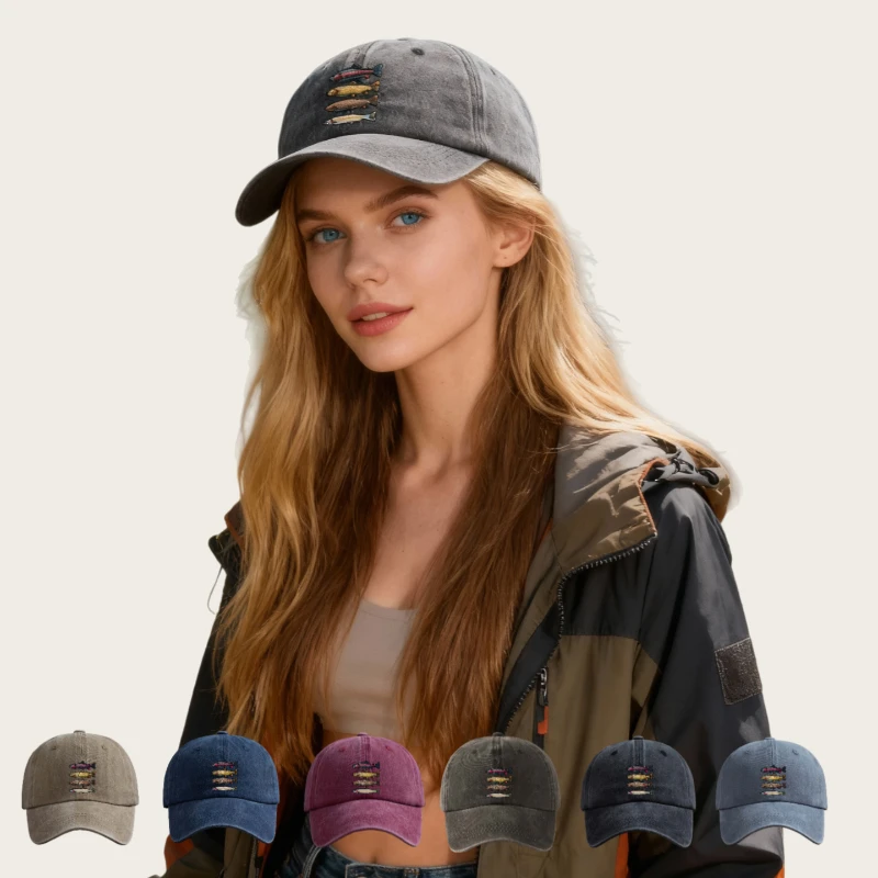 1 Stück Freizeit-Baseballkappe mit Aufdruck für Damen, buntes Fischdesign, stilvolle, vielseitige Snapback-Mütze für Outdoor-Aktivitäten, Alltagskleidung