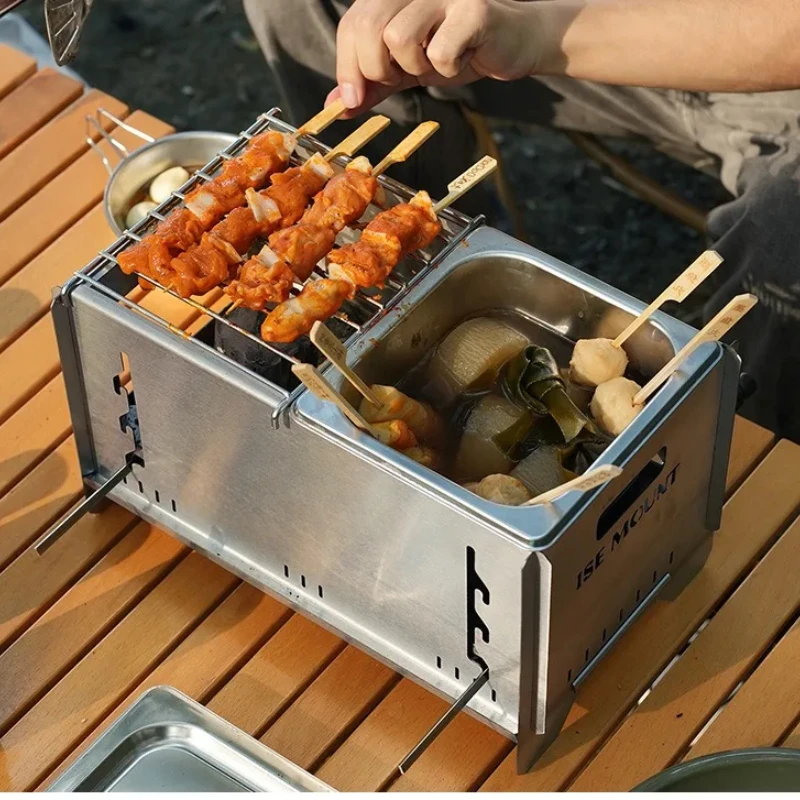 

Outdoor Kanto Boiling Wood Stove Camping Portable Multifunctional Stainless Steel Removable BBQ Stove