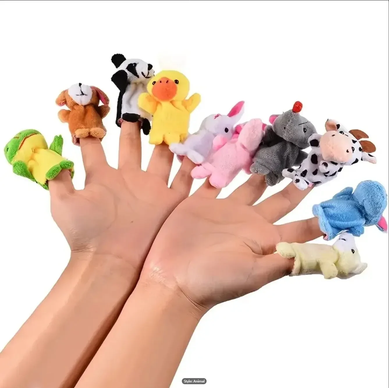 10 pçs dos desenhos animados mão boneca dedo fantoche bebê crianças história educação precoce calmante boneca brinquedo de pelúcia