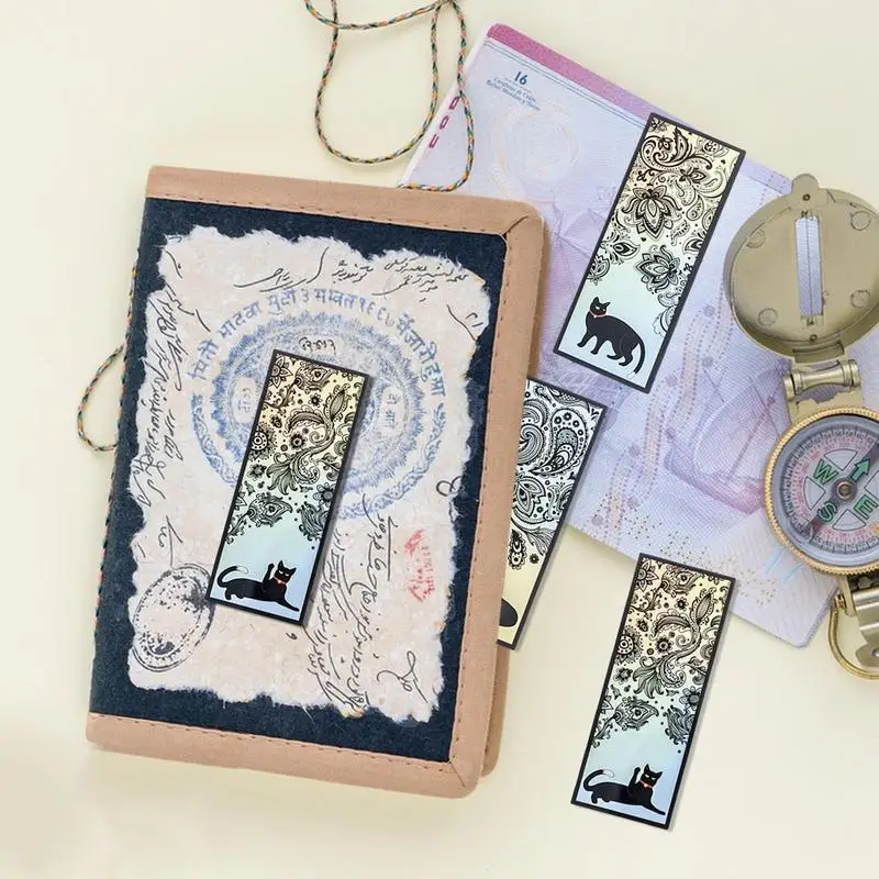 Black Cat Bookmark 6PCS Cartoon Animal Bookmark Cat Reading Bookmarks Retro Book Page Marks Page Marker Holiday Gifts