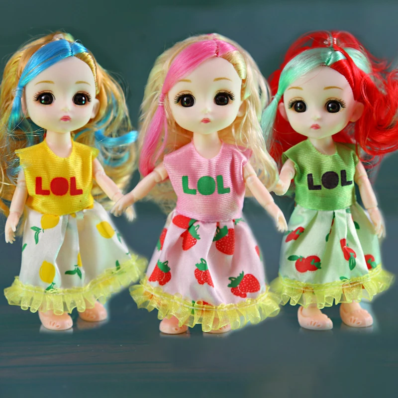 

Two Colors Hair Bjd Doll 16cm 13 Joints Princess dolls Clothes Dress Up Fashion Dolls Toys for Girls Kids Gifts Free Shipping