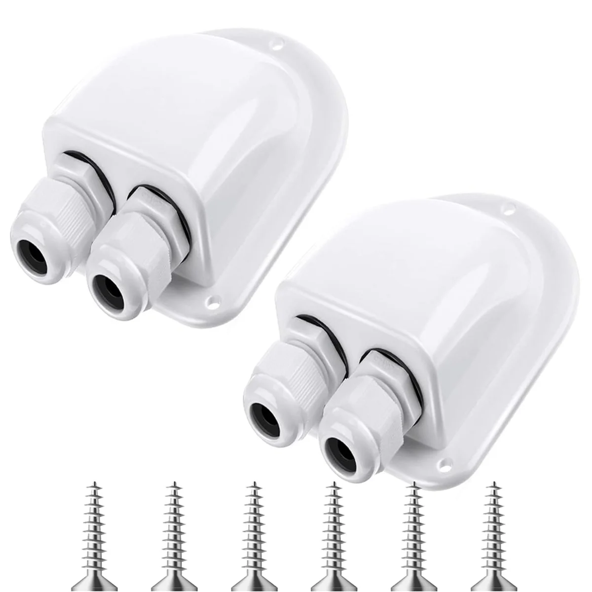 A83Z 2 Pack Solar Cable Entry Gland,Solar Gland, Dual Cable Entry Housing for All Types 3mm² to 10mm² RV,Caravan,Marine White