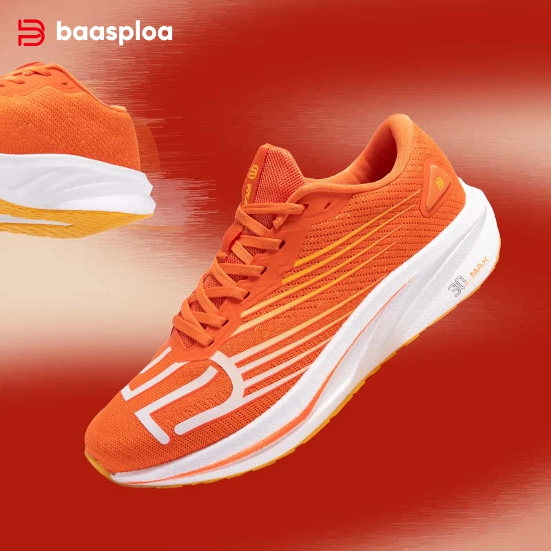

Baasploa Men Sport Shoes Mesh Breathable Lightweight Professional Training Running Shoes Male Carbon Plate Cushioning Elasticity