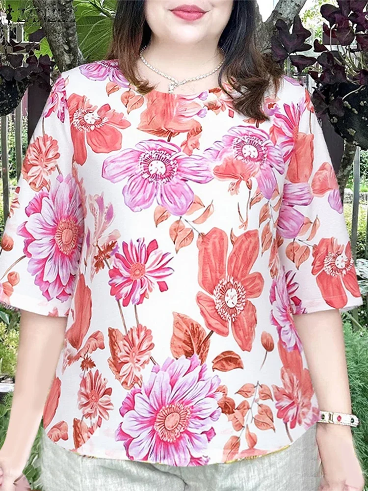 

Floral Tunic Women Loose Blouse Bohemian Printed Tops 2025 ZANZEA Casual Half Sleeve O Neck Blusas Fashion Summer Pullover