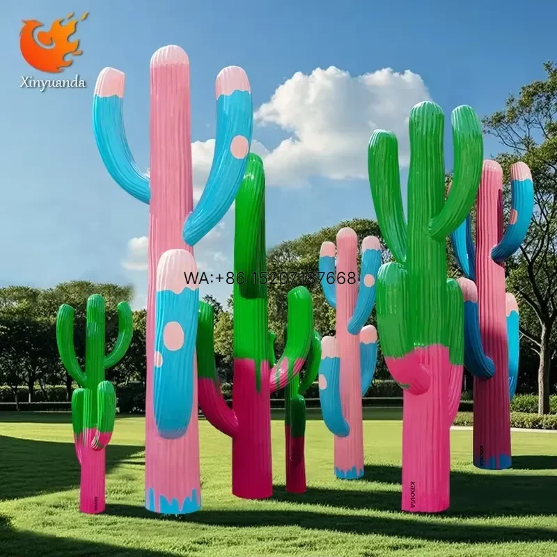 Wmwmnu Customized Outdoor FRP Cactus Statue Fiberglass Garden Park Green Landscape Floor Ornament for Decoration