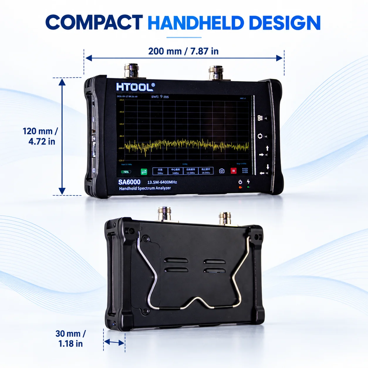 HTOOL-SA6000 Spectrum Analyzer 13.5MHz-6.4GHz Signal Generator -100dBm 0.5s Sweep 7