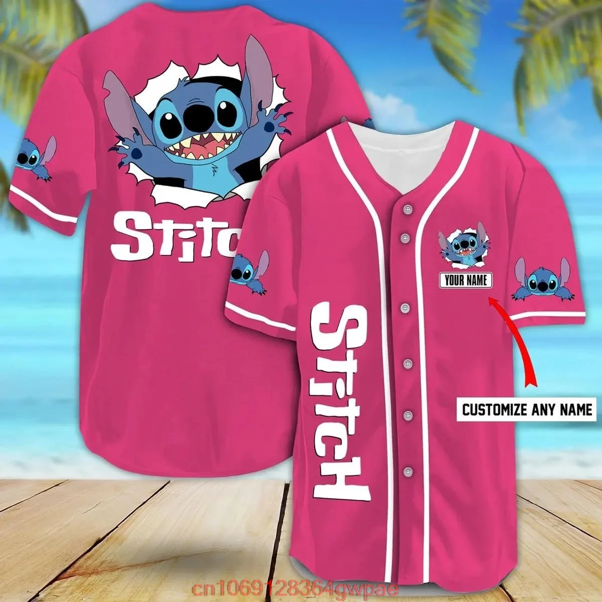 Personalized Disney Stitch Baseball Jersey Shirt Stitch Custom Top Printed Crew Neck Clothing Casual Street Style Jacket