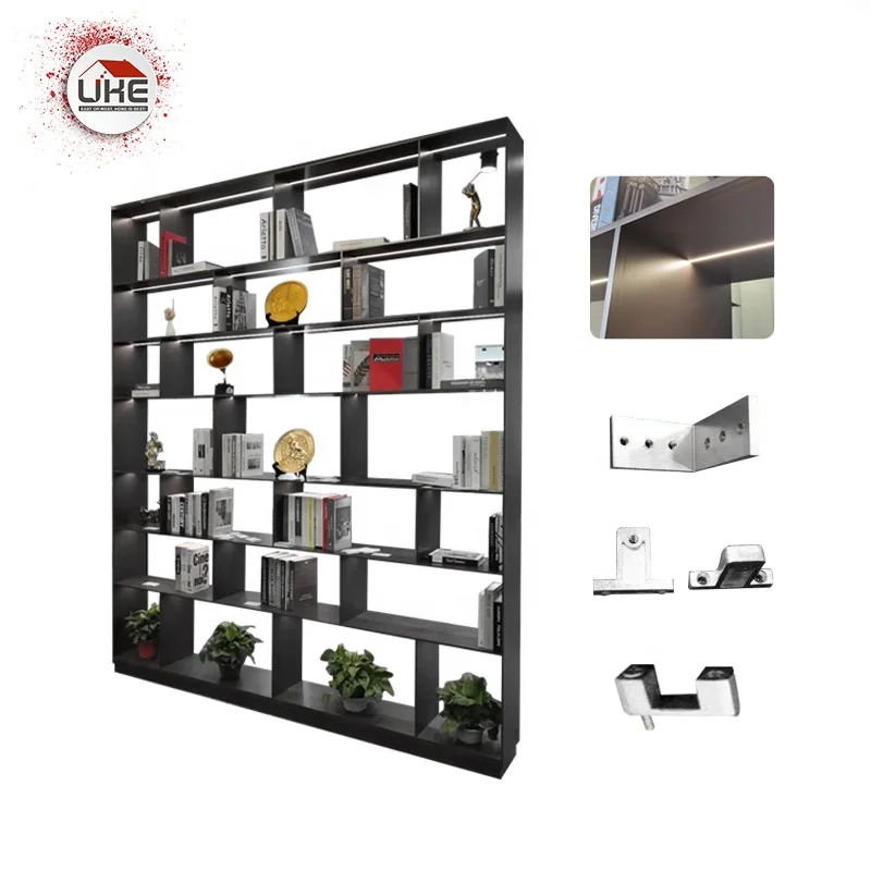 custom.Bookcase With Built-In Lights Custom Design Aluminum Alloy Board Bookshelf and Shelving System With Light