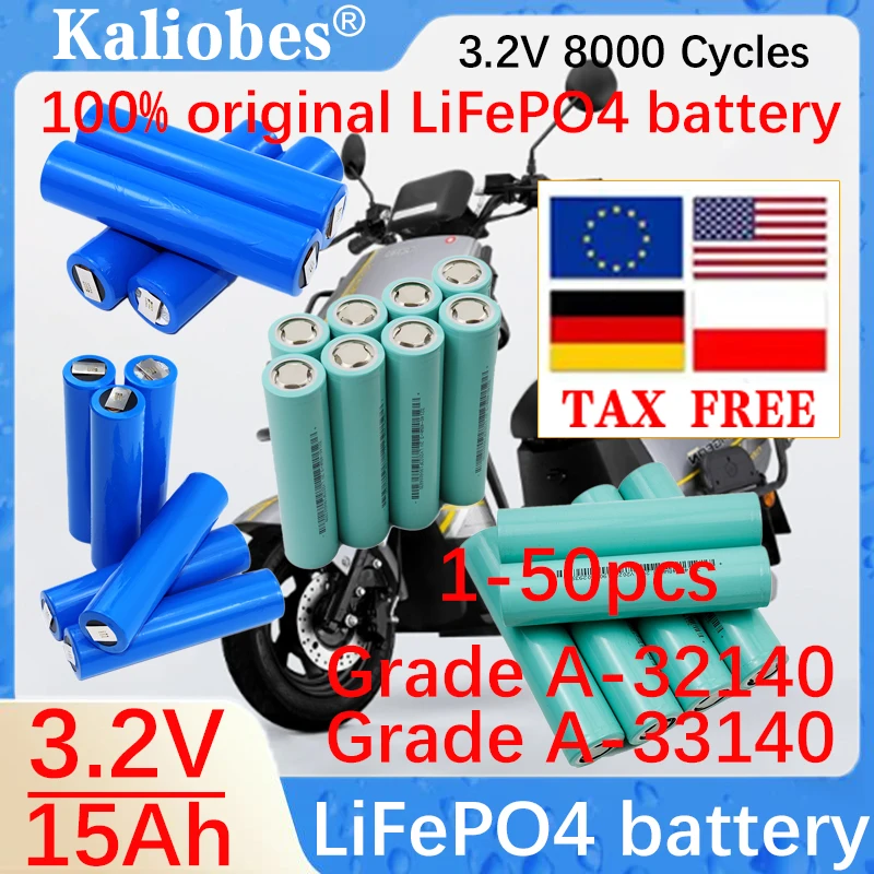 

1-50 шт. 3,2 В LiFePO4 32140 33140 15 Ач аккумулятор DIY 4s 8s 12v 24V инвертор электромобиль путешествия аккумуляторы для кемпинга класса A