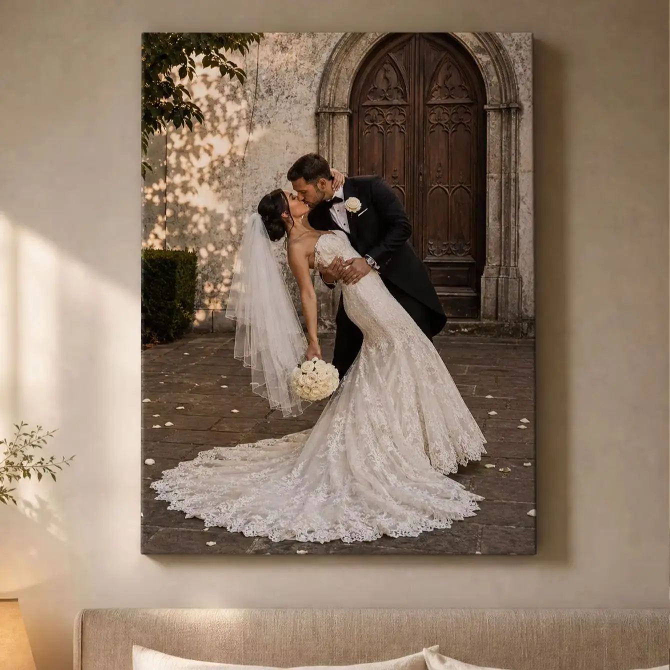 Custom Photo Canvas Print, Personalized Unframed Wall Art for Couples, Poster for Gallery Wall Decor & Holiday Celebration Gift view 2