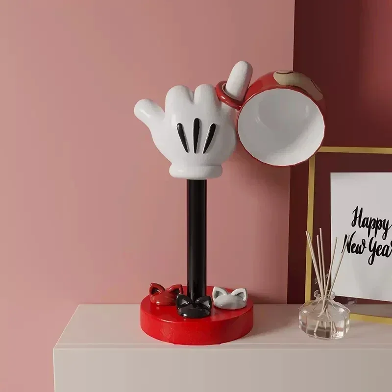 23 ซม.เรซิ่นรูปปั้นคอลเลกชันเครื่องประดับตกแต่งบ้าน Mickey Mouse Hand Key แขวนเครื่องประดับรูปเด็กของขวัญ