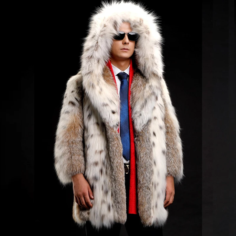 Men's Luxury Lynx Fur Winter Coat