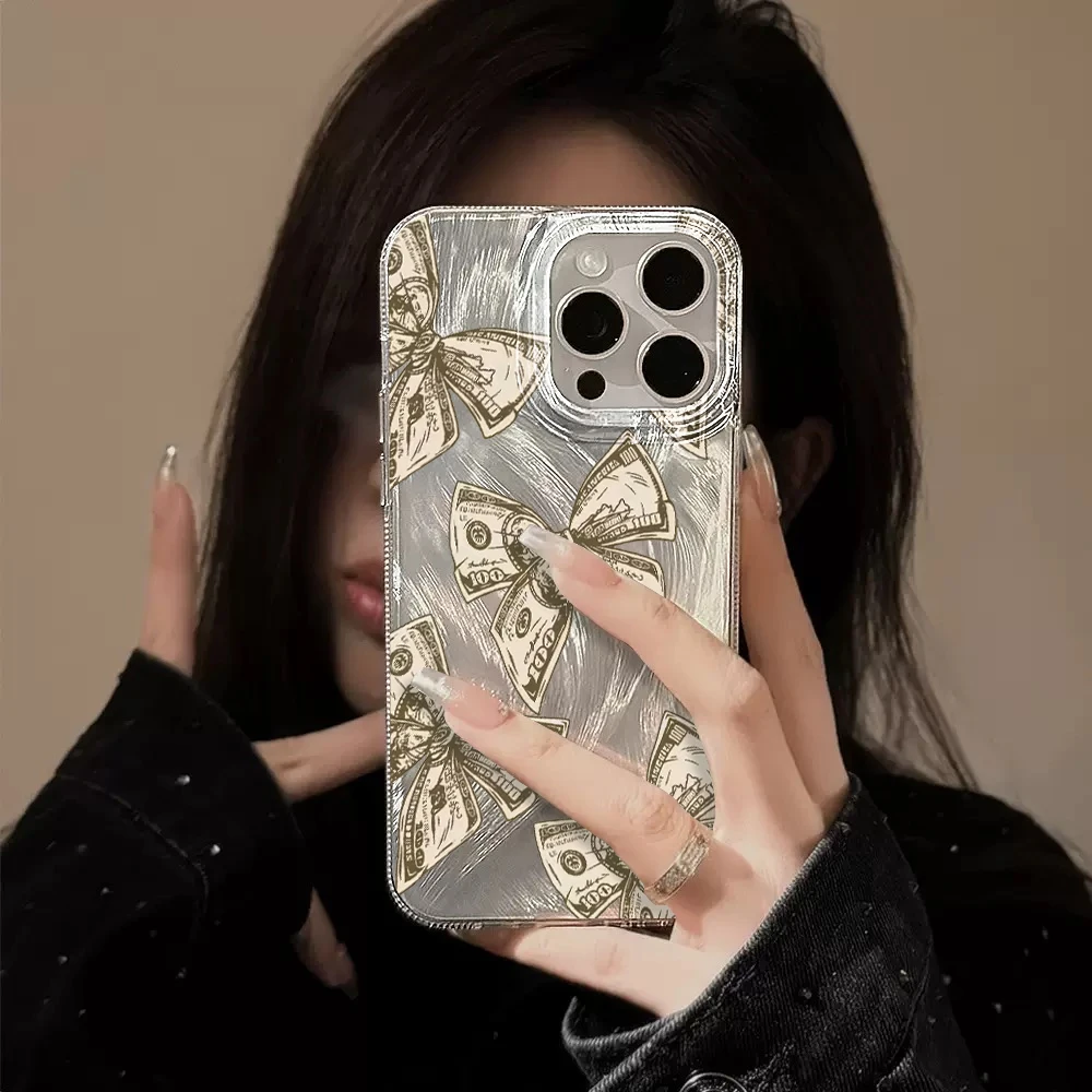 Luxuriöse Dollar-Schleife INS Hülle für iPhone 16 17 15 Pro Max Hüllen iPhone 17 11 12 13 ProMax 14 Plus 16E 8 XS XR Weiche Stoßfeste Schutzhülle – Detail 3
