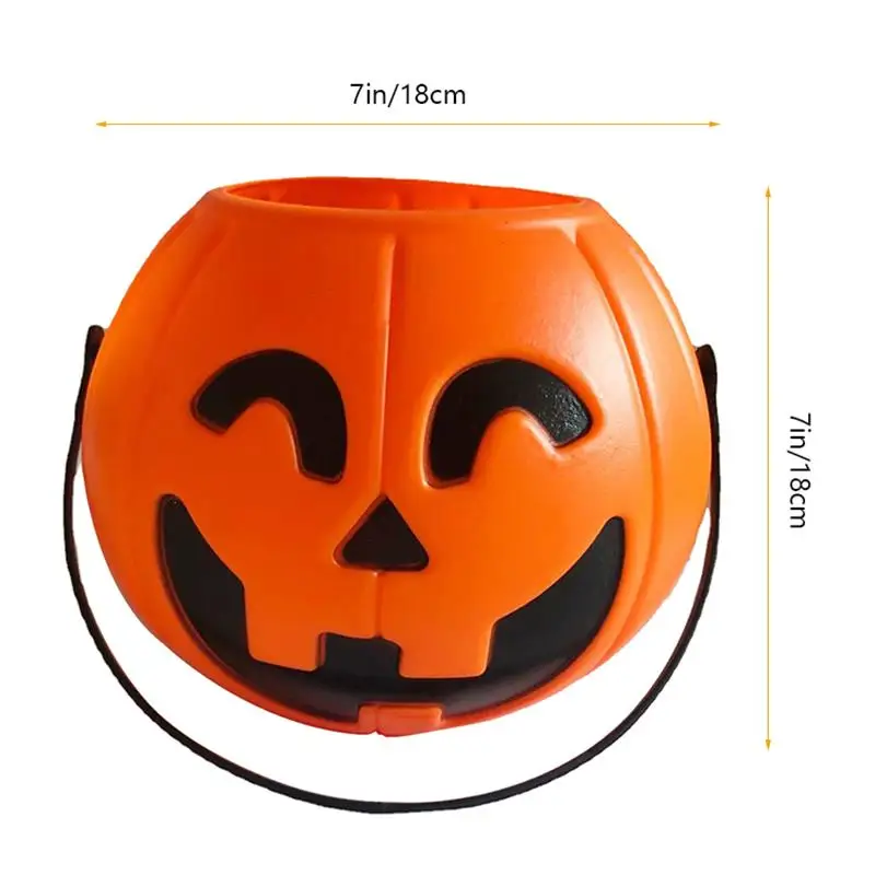 Pumpkin Bucket Halloween Candy Treat Trick Or Buckets Holder Pail Mini Kids Basket Plastic Lantern Baskets(Random Style)