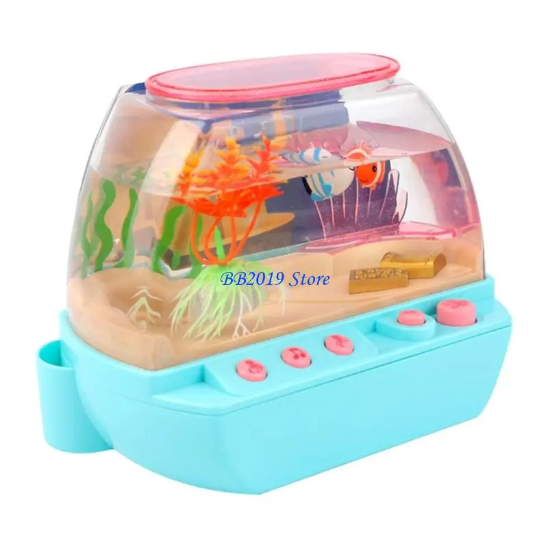 Q0KB Sztuczne dekoracje akwariowe Lampa stołowa LED ze sceną oceaniczną, idealna do oświetlenia nocnego w domu i biurze