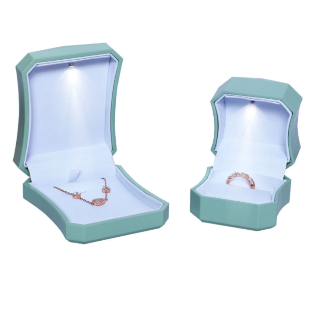 

Подарочный футляр для колец, портативная коробка для ожерелья с подсветкой, восьмиугольная коробка для колец, сверкающая светодиодная шкатулка для драгоценностей для свадьбы, путешествий, Рождества