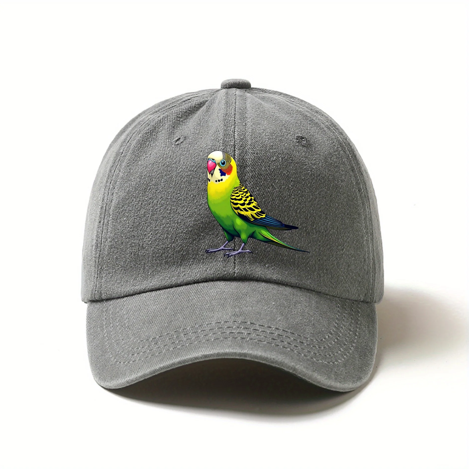 Colorful Budgerigar Parrot Baseball Cap Vintage Washed Cotton Adjustable Streetwear Hat for Pet Lovers