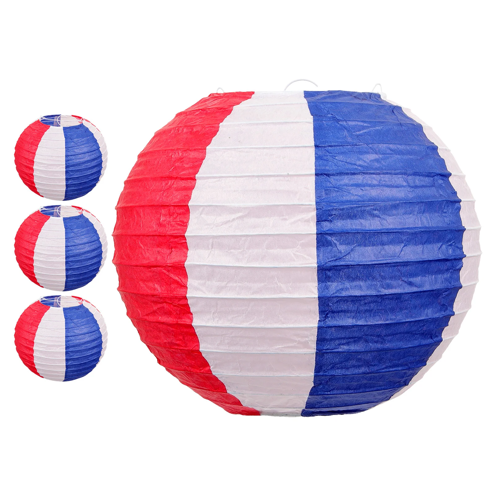 

4 Pcs Red White and Blue Lanterns Tricolor Decorative Hand-Pulled Noodle Paper Pendants Bride