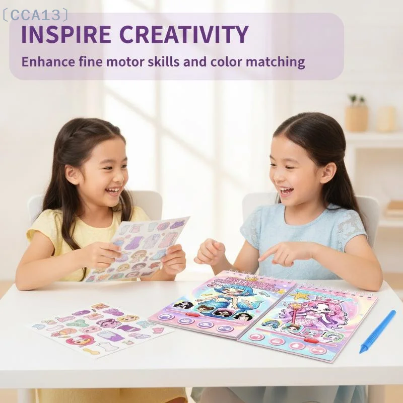 [CCA13]Princess Makeup And Costume Change Sticker Book Scratch Drawing Handmade Girls Children's Educational Cartoon