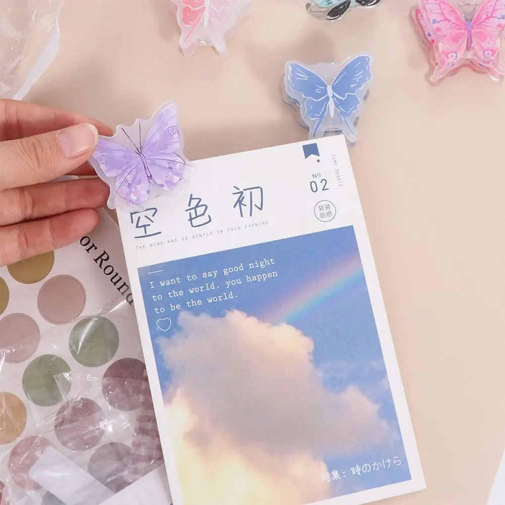 Mini Gradient Butterfly Acrylic Paper Clip Y2k Paperclip Cute PP Clip Bookmark Acrylic Cartoon Memo Clip Student