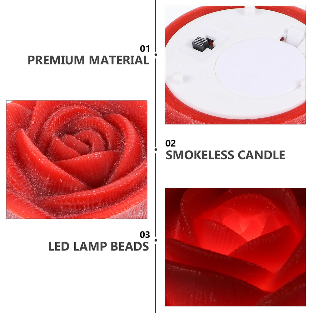 4Pcs Decorative Rose Lamp LED Electric Light for Table Centerpiece Decor Atmosphere Ornament