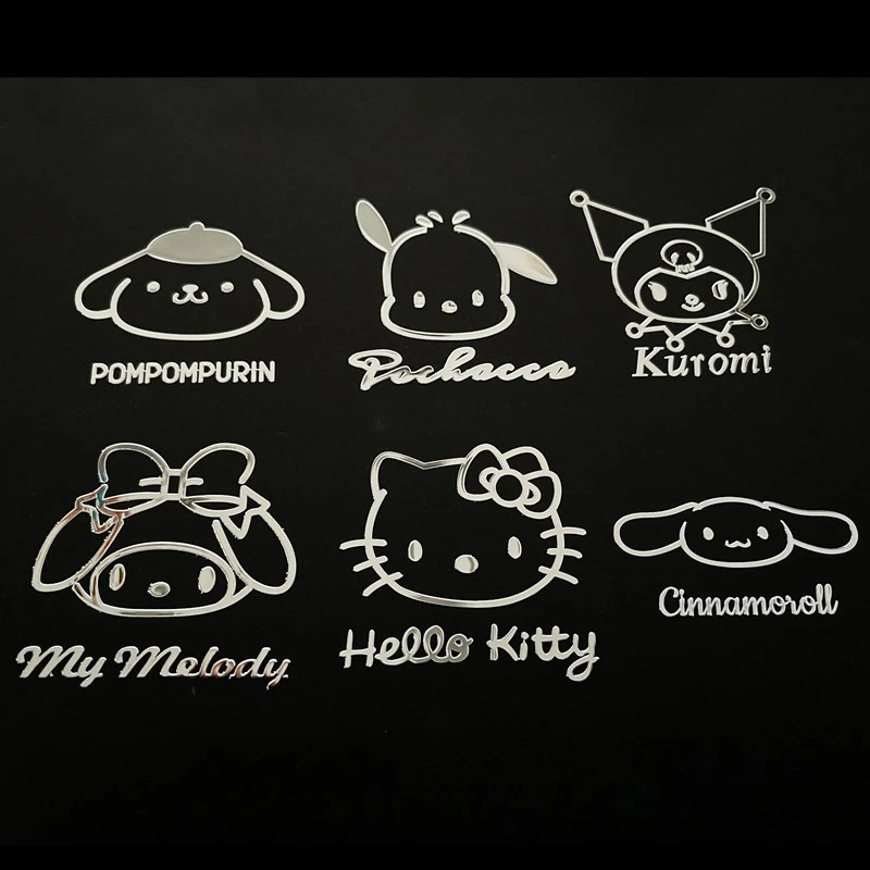 Sanrio Hello Kitty Metal Stickers Anime Figures Cartoon waterproof Graffiti Stickers Phone and Laptop Decoration Christmas Gifts