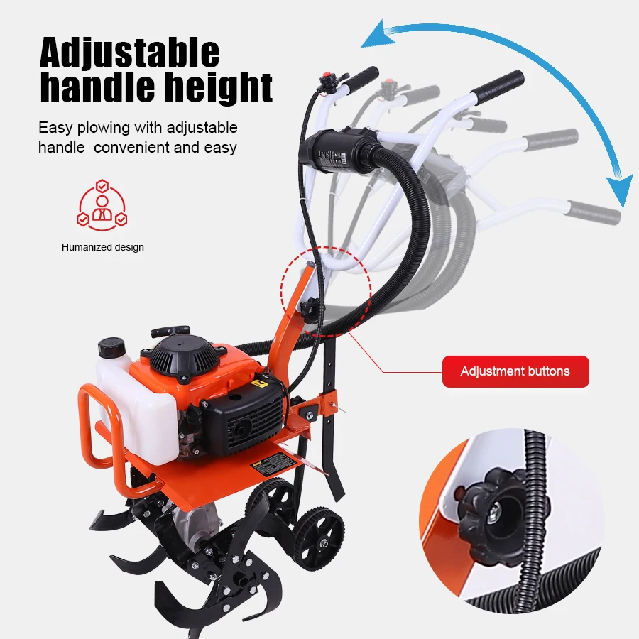 Cultivator 4 Stroke/2 Stroke Multi-function Rotary Tiller Compact Micro Tiller for Home Garden & Small Farm Use