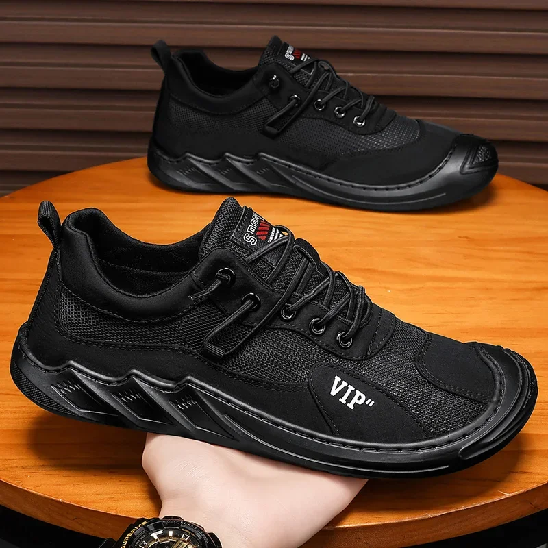 Comfortable Cowboy Mens Boots Popular Goods 2024 Leather Sneakers Without Laces Running Shoes Cushioning Leather Casual Tennis