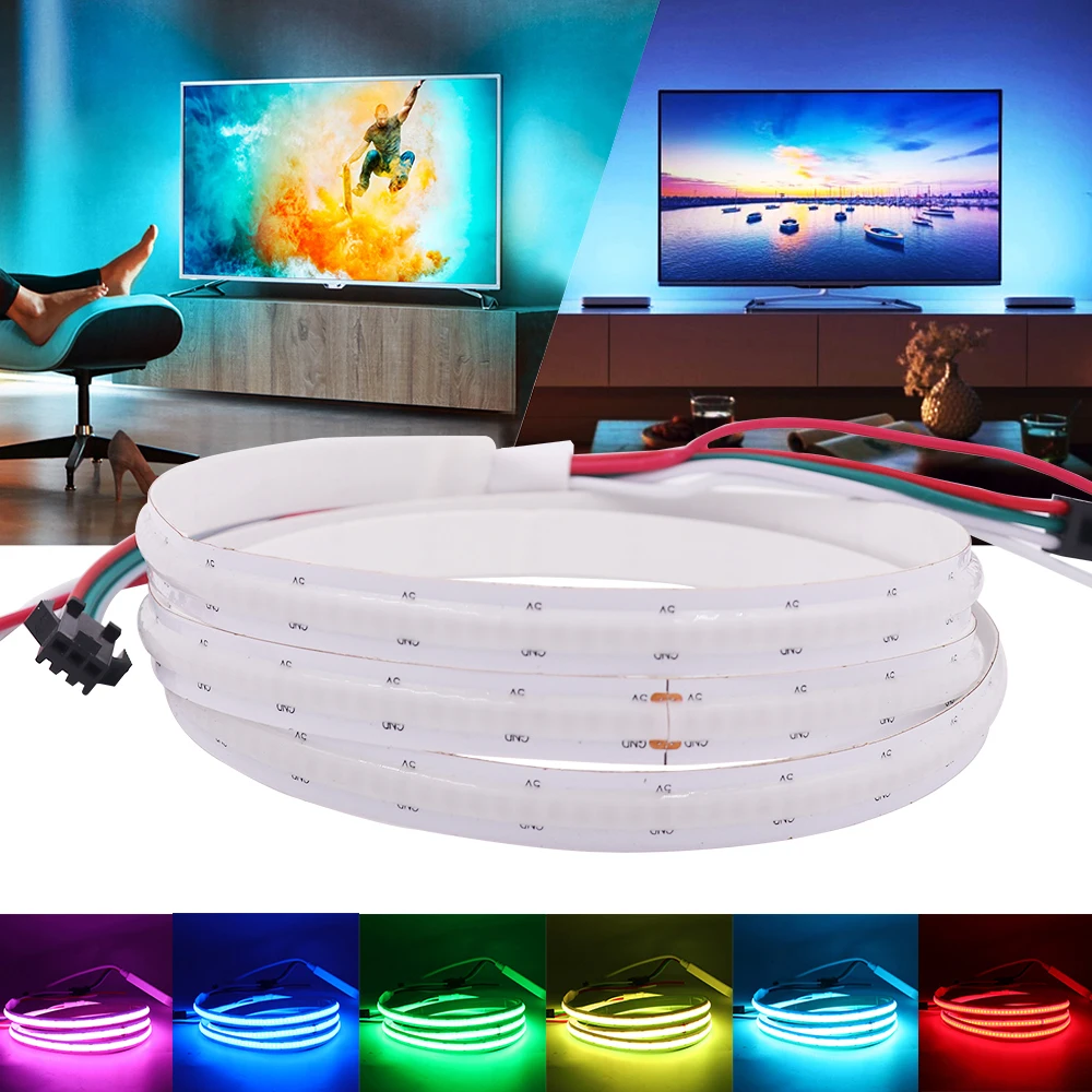SK6812 COB Led Strip 5V Addressable RGB Light Full Color RGB Dream Color 0.5 1 2 3 4 m 322Leds Pixles as WS2812B Home Decoration