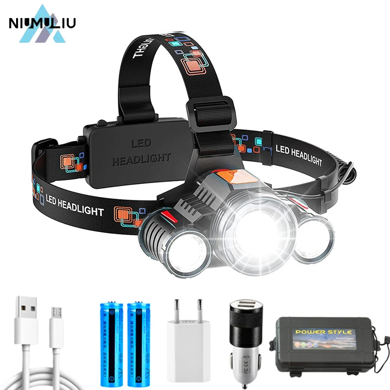 

C2 Powerful Camping Headlamp Usb Rechargeable Led Zoomable Head Lamp Light Fishing Waterproof Headlight Edc Outdoor Hiking Torch