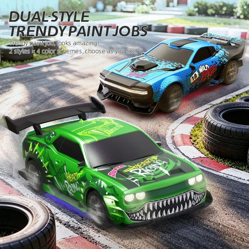 New Q247 2.4G 4WD RC Drift Car with LED Light Remote Control Racing Car Vehicle Replaceable Tire Competition Race Car Toy Gift