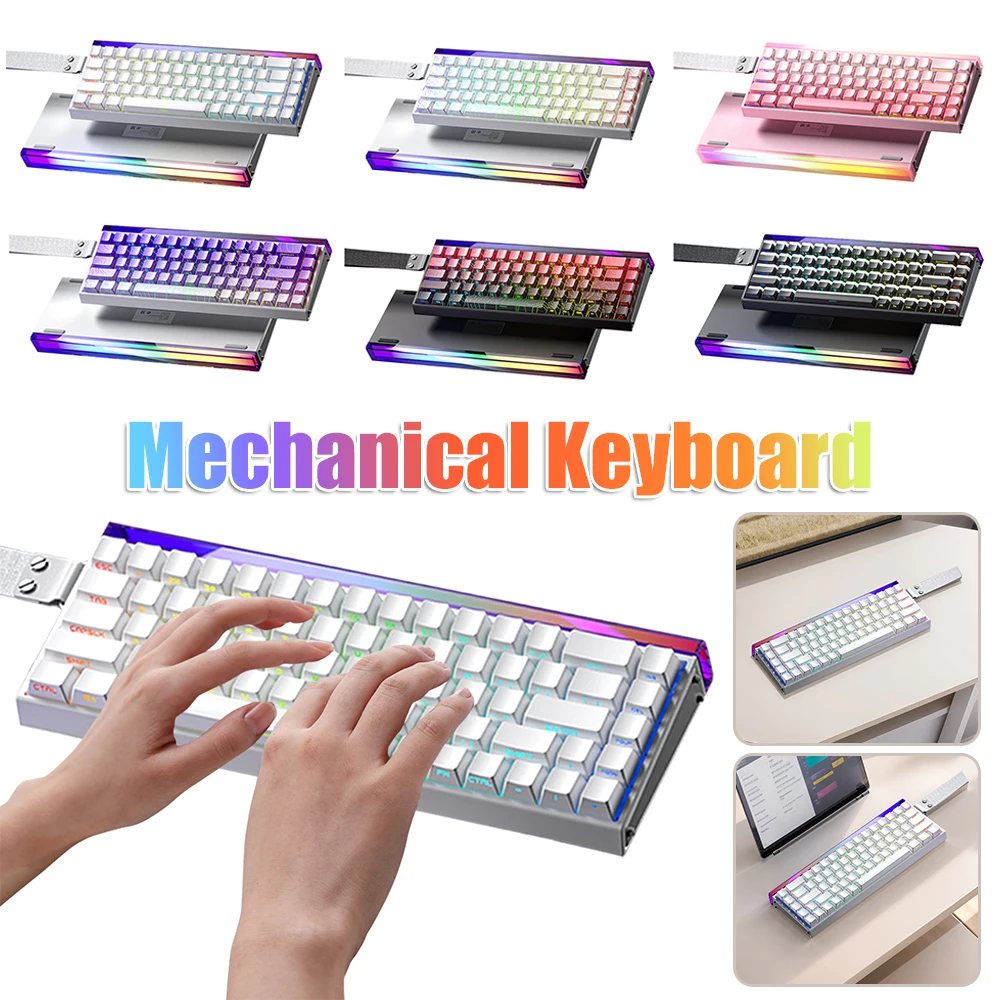 

Mini Wired Office Keyboard RGB Backlit Wired Portable Keyboard Hot Swap Gaming Magnetic Keyboard for Home Office Accessroy