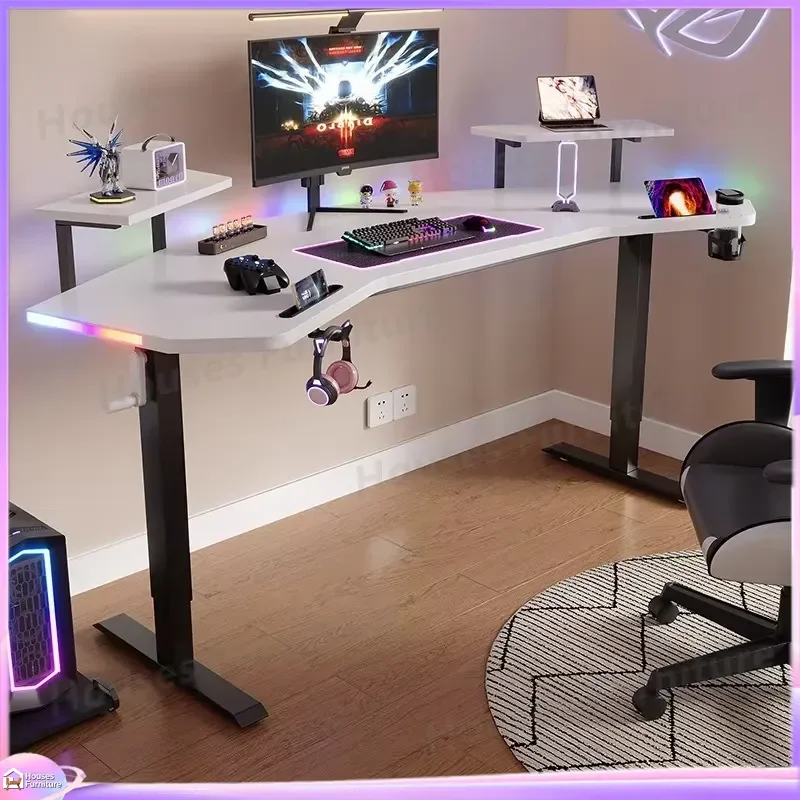 Adjustable Height Gaming Desk with Extra Wide Tabletop Ergonomic Computer Desk for PC Gaming Setup Home Office Workstation