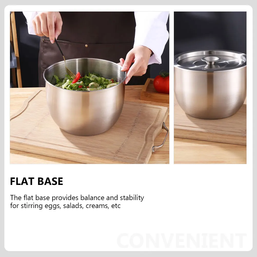 

Stainless Steel Mixing Bowl Deep Design Egg Beating Salad Serving Baking Accessory Multi-Functional Kitchen Food Storage Holder