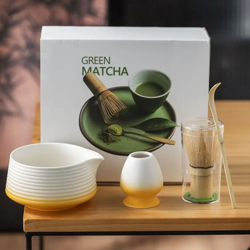 

New Reusable Matcha Bowl Ceramic Bamboo Gradient Color Matcha Making Kit Food Grade Safe Matcha Whisk Set Tea Lovers