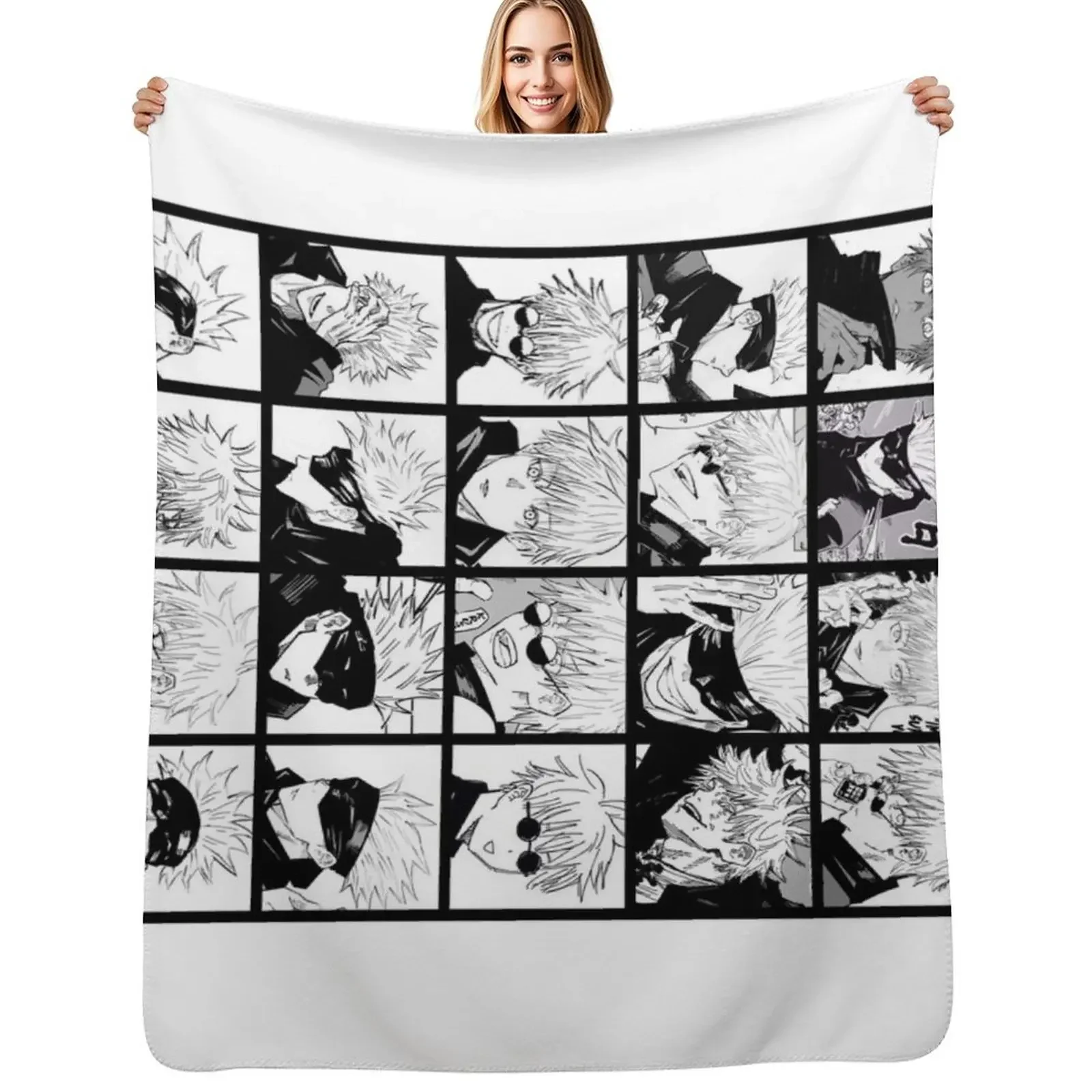 

Gojo panels Throw Blanket Quilt Personalized Gift Beach Blanket