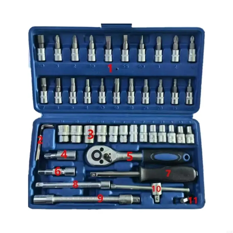 40JE 46 in 1 Ratchet Wrench Set with Socket and Bit for Vehicle Maintenance