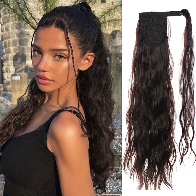 

M022 Magic Clip Wig Ponytail Loose Corn Synthetic Fiber High Ponytail Simulation Seamless Natural Binding Ponytail