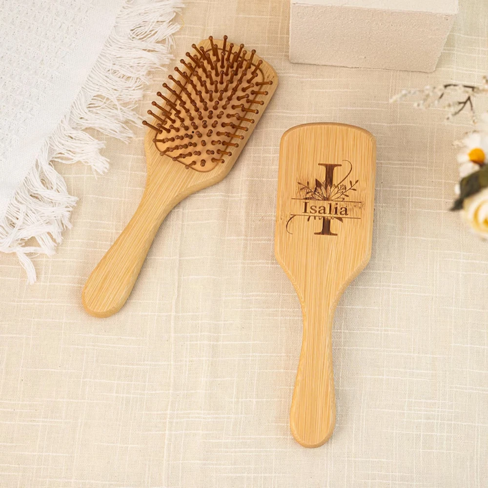 Personalize Custom Wood Air Cushion Comb Premium Wooden Bamboo Hair Brush Birthday Party Wedding hairbrush Mother's Day Gift