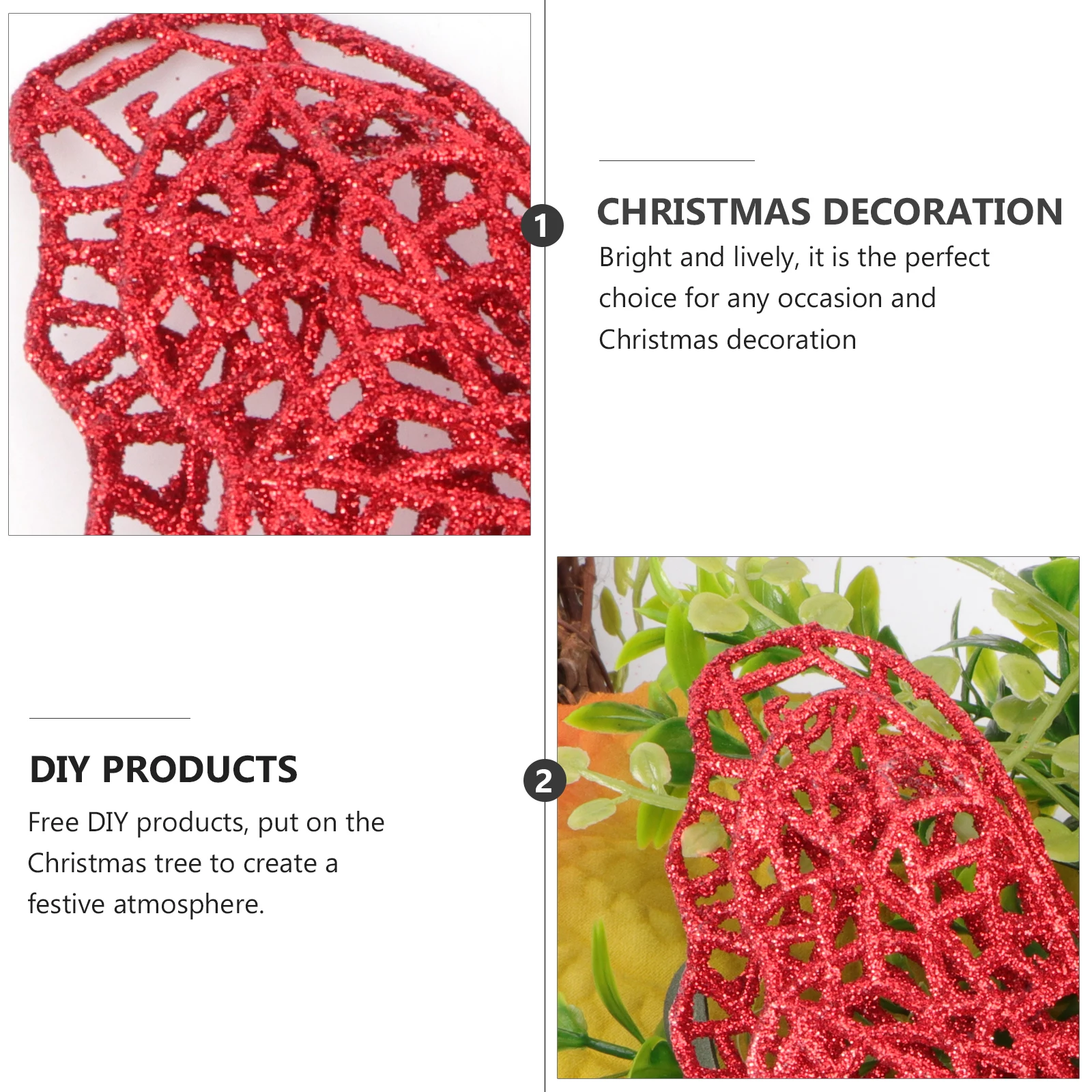 

10Pcs Xmas Butterfly Ornaments Premium Pe Glitter Powder Beautiful Attractive Christmas Tree Decoration Accessories