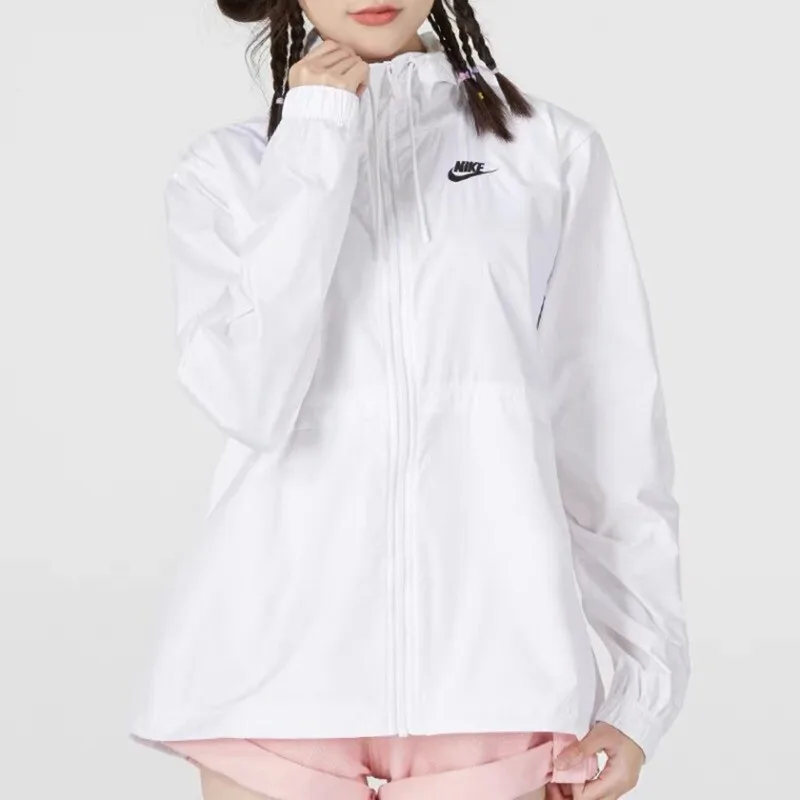 Nike Woven Oversized Hooded Wind Jacket Spring Autumn Vintage Print Drop Shoulder Street OuterDM6180-100 1PCS