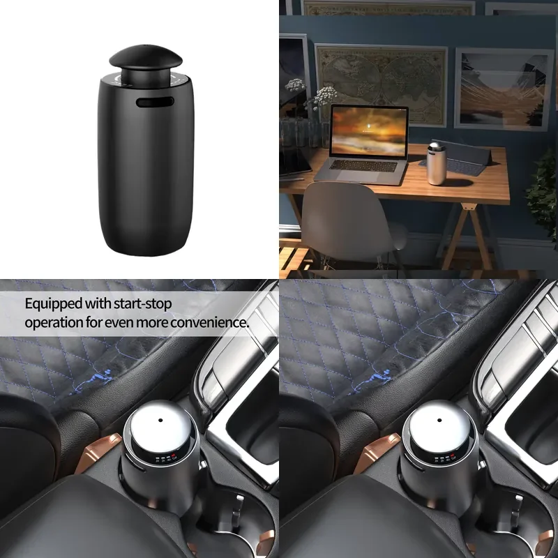 Air-rechargeable waterless diffuser with timer for home automotive and outdoor use USB powered desktop design