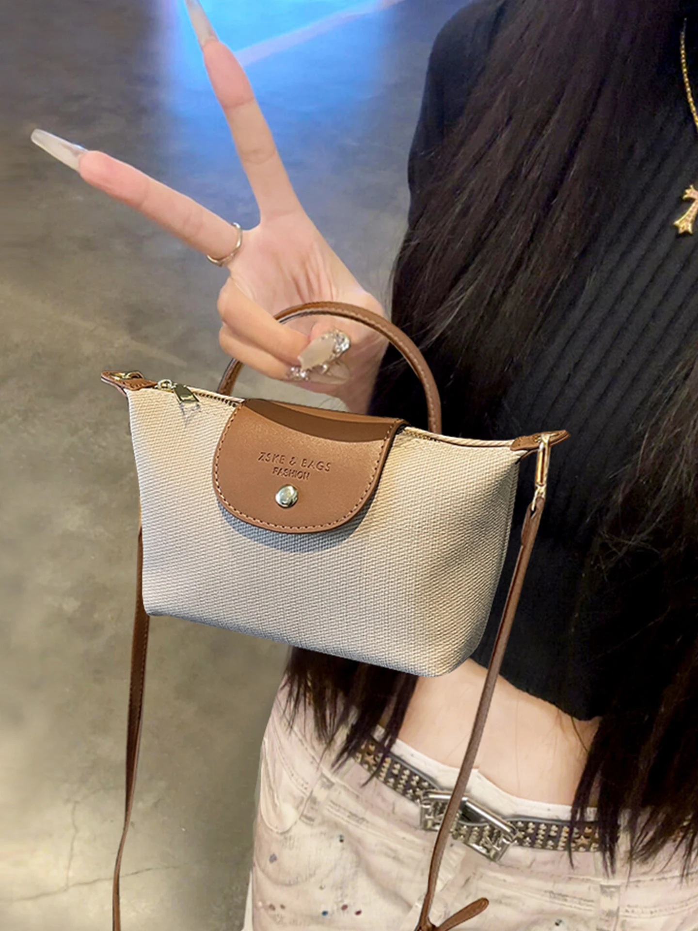 ハイエンドな感覚-少人数向け-餃子バッグ-レディース-ショルダーバッグ-通勤用-キャンバスバッグ-仕事用-レジャー用-クロスボディバッグ