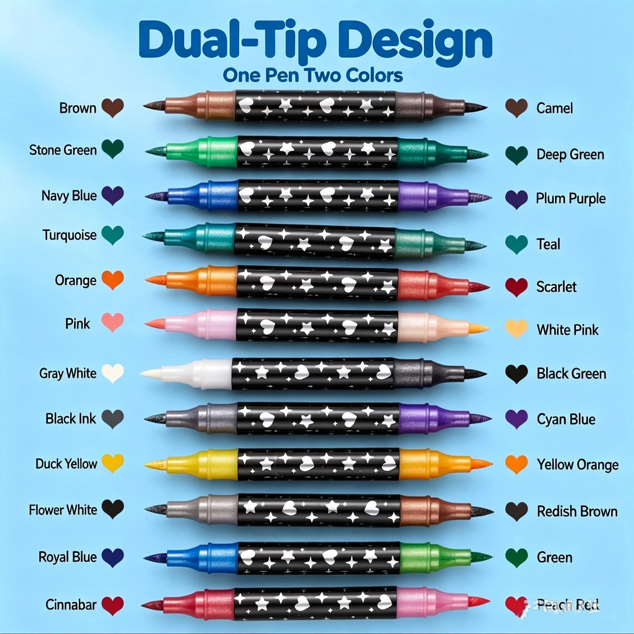 Professional dual head flash pen set, flash powder marker pen, fast drying ink, suitable for hand books, artist painting supplie