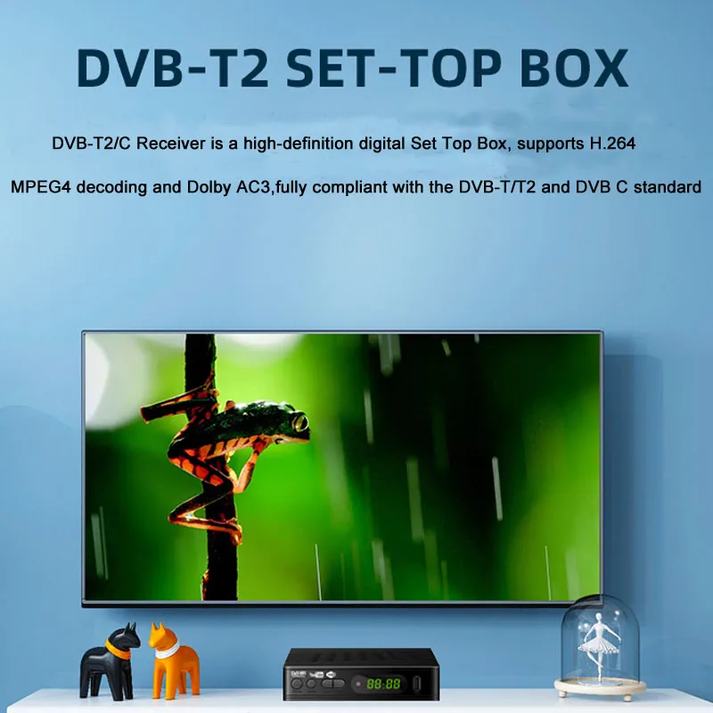 Digital DVB T2 DVB C H.264 Receptor de TV Terrestre HD 1080p Mini Sintonizador de TV Livre Digital Set Top Box Suporte Youtube TIK TOK IPTV