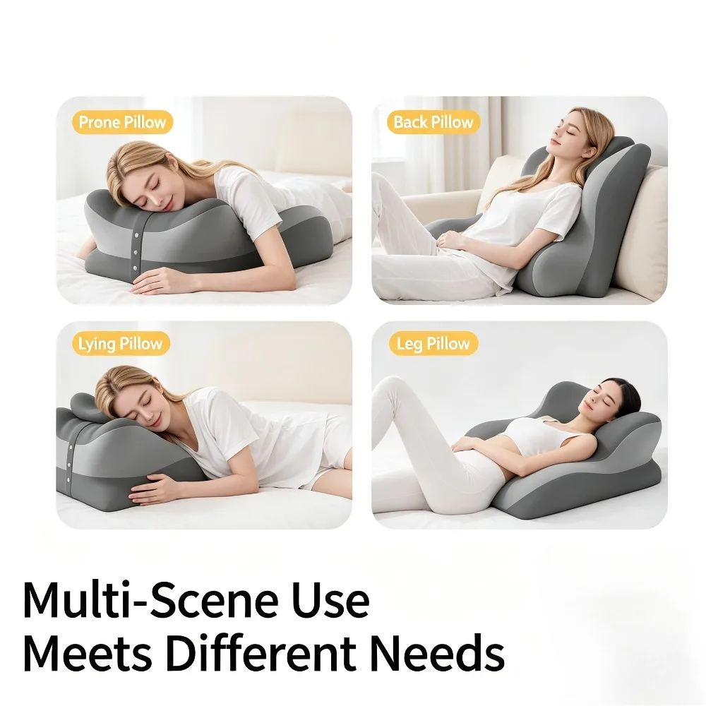 Ergonomic Memory Foam Bed Wedge Pillow Multifunctional Backrest Leg Elevation Support for Sleeping Reading Relaxation